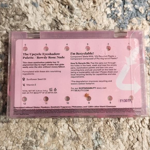 PYT BEAUTY Highly Pigment Eyeshadow Palette Rowdy Rose Nude Shades Upcycle NWT - Picture 6 of 6